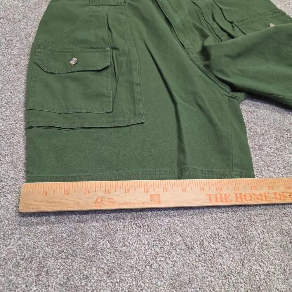 Y2K Indie Sleaze 2000s Route 66 Pleated Cargo Shorts Size 34 Olive Green Cotton
